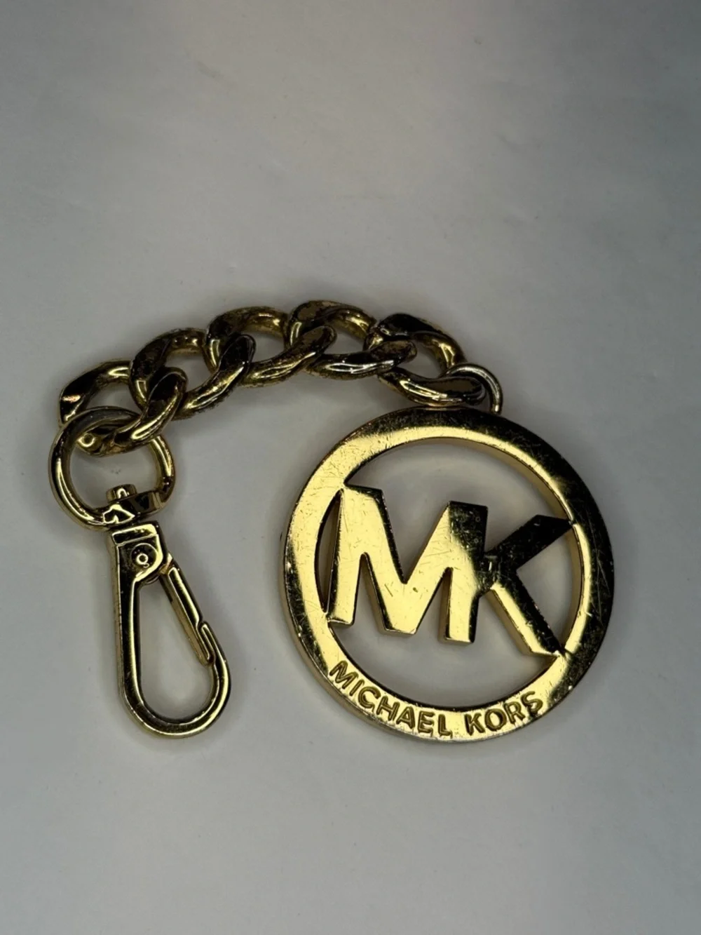 Michael Kors Gold MK Logo Keychain Heavy Chain Bag Charm Luxe - Picture 2 of 16